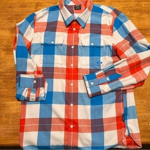 Oakley Men's Casual Plaid Shirt - Red, Blue, White